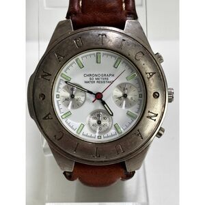Nautica vintage chronograph silver quartz men's watch, working